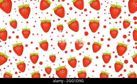 strawberry fruit pattern with many dots on white background Stock Vector