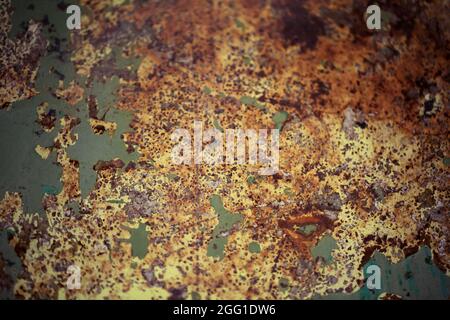 Rusty weathered green and brown background Stock Photo