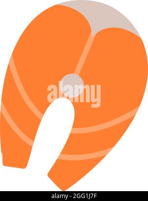 Fish steak icon. Isolated flat color icon. Vector illustration. Meat products fish and sea food. Marine life Stock Vector
