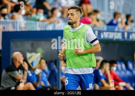 Malaga, Spain. 27th Aug, 2021. Genaro Rodriguez seen during the La Liga Smartbank 2021/2022 match between Malaga CF and AD Alcorcon at La Rosaleda Stadium, in Malaga. Final Score Malaga CF 1:0 AD Alcorcon (Photo by Francis Gonzalez/SOPA Images/Sipa USA) Credit: Sipa USA/Alamy Live News Stock Photo