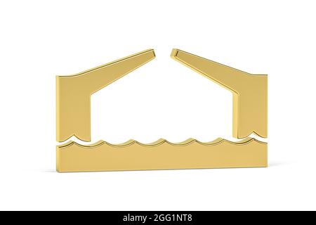 Golden 3d bridge icon isolated on white background - 3D render Stock Photo