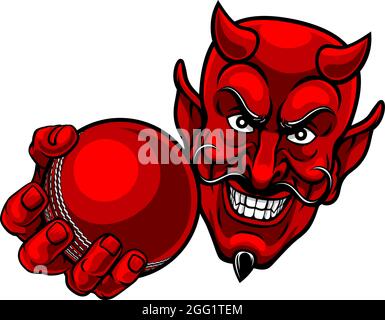 Devil Satan Cricket Sports Mascot Cartoon Stock Vector