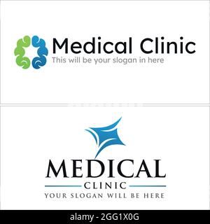 Medical clinic with brain and nerve icon initial logo design Stock Vector
