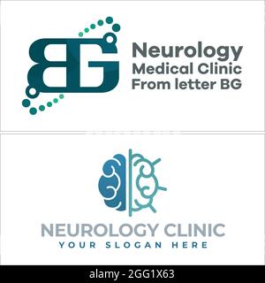 Neurology logo with letter BG and brain vector icon Stock Vector