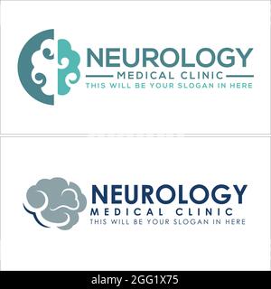 Neurology medical logo with brain icon vector Stock Vector