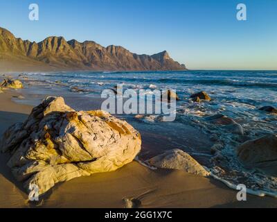 View of the Kogelberg Mountains from Kogelberg beach along Clarence Drive between Gordon's Bay and Rooi-Els. False Bay. Western Cape. South Africa Stock Photo