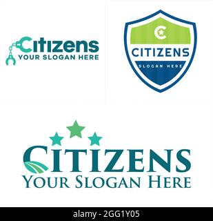 Shield badge with icon handcuffs star and land field logo design Stock Vector