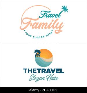 Beach travel recreation holiday logo design Stock Vector