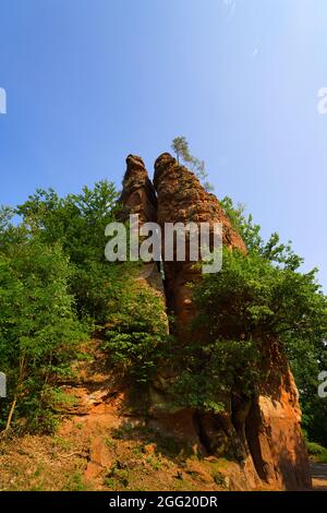 Bride and Groom rock in Dahn Rockland, Germany Stock Photo