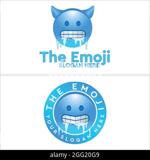 The emoji cold freezing vector logo design Stock Vector
