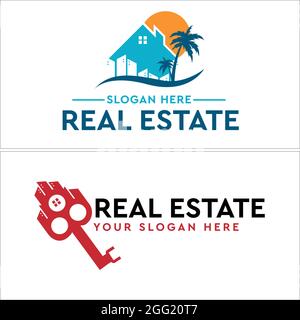 Real estate home building logo design Stock Vector