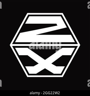 ZX Logo monogram with hexagon shape up and down blackground design template Stock Vector