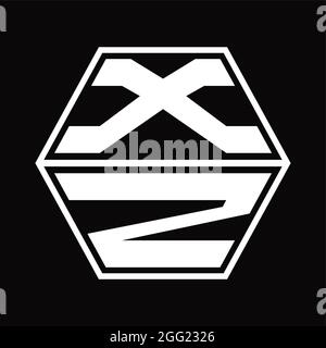 XZ Logo monogram with hexagon shape up and down blackground design template Stock Vector