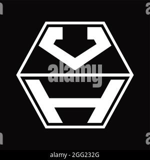 VH Logo monogram with hexagon shape up and down blackground design template Stock Vector