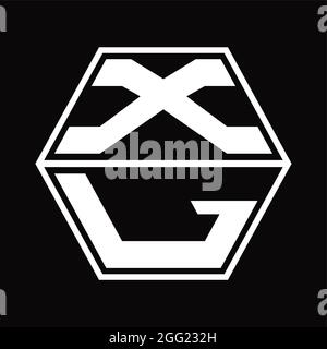 XL X L LX Logo monogram hexagon with black background negative space ...
