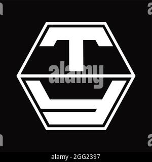 TY Logo monogram with hexagon shape up and down blackground design template Stock Vector