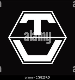 TU Logo monogram with hexagon shape up and down blackground design template Stock Vector