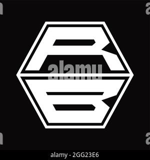 RB Logo monogram with hexagon shape up and down blackground design template Stock Vector