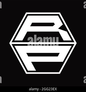 RP Logo monogram with hexagon shape up and down blackground design template Stock Vector