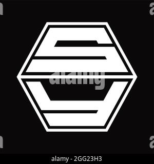 SY Logo monogram with hexagon shape up and down blackground design template Stock Vector