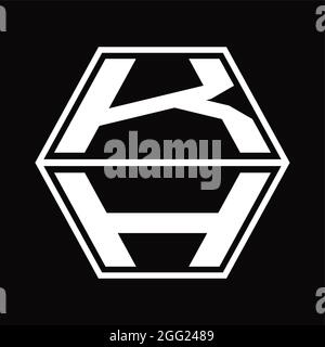 KH Logo monogram with diamond shape on blackground design template Stock Vector
