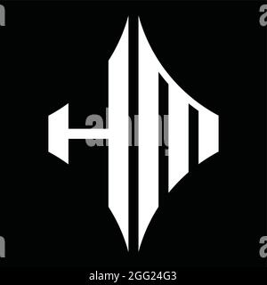 HM Logo monogram with diamond shape on blackground design template Stock Vector