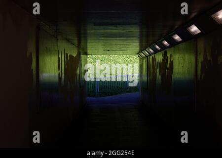 Passageway under a road. Stock Photo