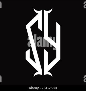 ZY Logo monogram with horn shape isolated black and white design ...