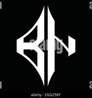 BN Logo monogram with horn shape isolated black and white design ...