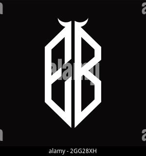 EB Logo monogram with horn shape isolated black and white design ...