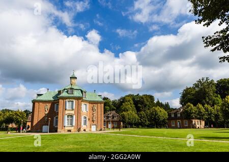 Sogel, Germany - August 25, 2021: Landscape with main building of castle Clemenswerth in Sogel Lower Saxony in Germany Stock Photo