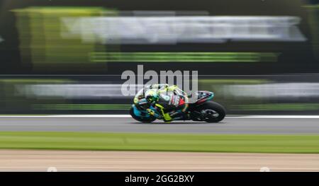 Petronas Yamaha's Valentino Rossi during the Monster Energy British Grand Prix MotoGP qualifying day at Silverstone, Towcester. Picture date: Saturday August 28, 2021. Stock Photo