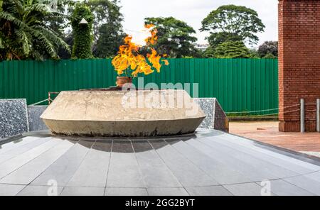 Dhaka, Bangladesh - 20 August 2021: Eternal Flames in Museum of Independence at Suhrawardy Udyan Stock Photo