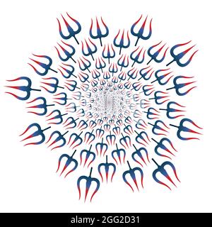 Lord Shiva Trishul weapon placed in fibonacci pattern Stock Vector