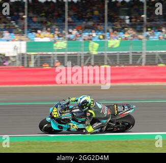 Valentino Rossi Petronas Yamaha SRT passing fans on track action during the Monster Energy British Grand Prix MotoGP at Silverstone Circuit, Towcester, England on the 27 to 29 August 2021. Photo by Ian Hopgood. Credit: PRiME Media Images/Alamy Live News Stock Photo