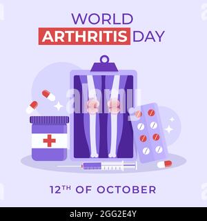 Flat world arthritis day illustration Vector illustration. Stock Vector
