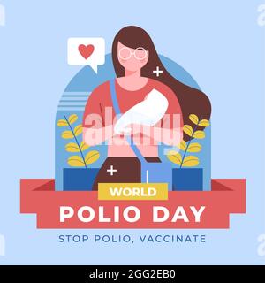 Flat world polio day illustration Vector illustration. Stock Vector