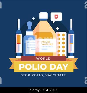 Flat world polio day illustration Vector illustration. Stock Vector