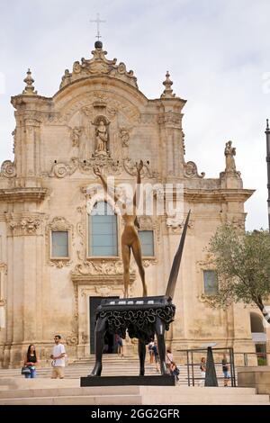 Matera, Italy - August 18, 2020:Square of San francesco d'assisi in Matera Stock Photo