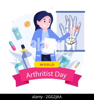 Flat world arthritis day illustration Vector illustration. Stock Vector