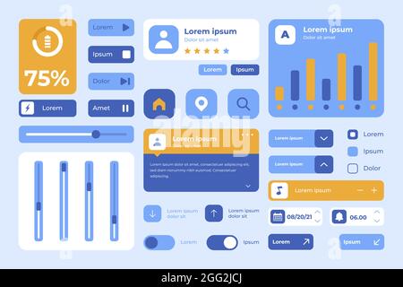 Flat uiux elements Vector illustration. Stock Vector