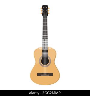 Acoustic guitar, vector isolated on white . Stock Vector