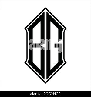 BG Logo monogram with shieldshape and black outline design template vector icon abstract Stock Vector