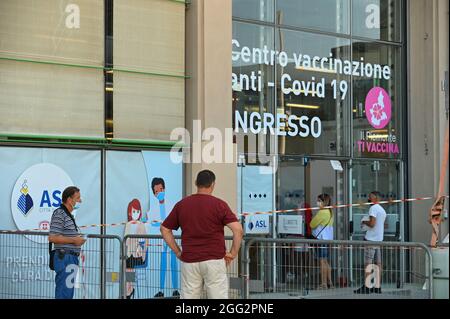 TORINO, ITALY - Aug 08, 2021: An outside view of the regional anti covid-19 vaccination center in Torino, Italy (August 8, 2021) Stock Photo