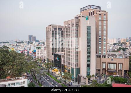 Ho Chi Minh, Vietnam - January 12, 2016: aerial view in district 5, Ho Chi Minh City, Vietnam. Stock Photo