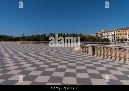 The Mascagni Terrace is one of the most elegant and evocative places in Livorno and is located on the seafront on the edge of Viale Italia. Stock Photo