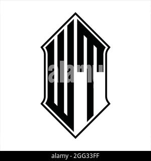 WT Logo monogram with shieldshape and black outline design template vector icon abstract Stock Vector