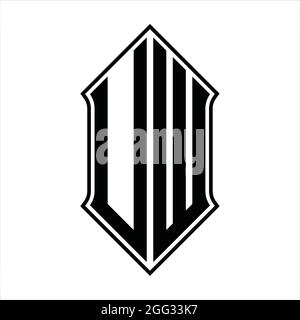 UW Logo monogram with shieldshape and black outline design template vector icon abstract Stock Vector