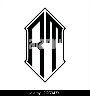 RT Logo monogram with shieldshape and black outline design template vector icon abstract Stock Vector