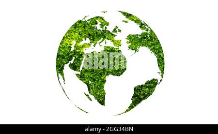 earth day green globe on white isolate background Stock Photo